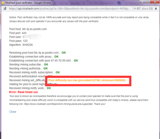 Nicehash云算力平台连接矿池后显示难度太低怎么办？