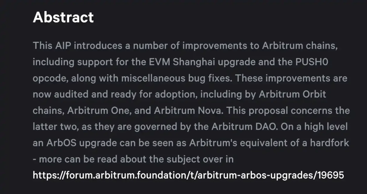 Arbitrum 要「硬分叉」？ArbOS V11 提案已获得超 99% 投票支持