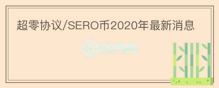 超零协议/SERO币2020年最新消息