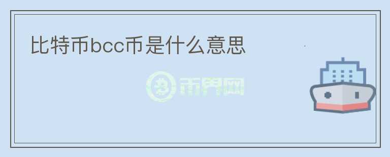 比特币bcc币是什么意思