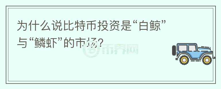 为什么说比特币投资是“白鲸”与“鳞虾”的市场？