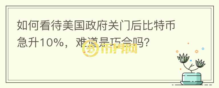 如何看待美国政府关门后比特币急升10%，难道是巧合吗？