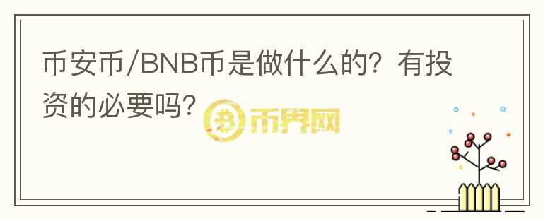 币安币/BNB币是做什么的？有投资的必要吗？