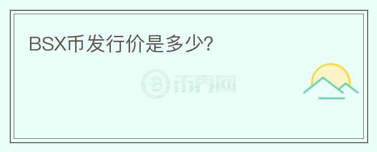 BSX币发行价是多少？