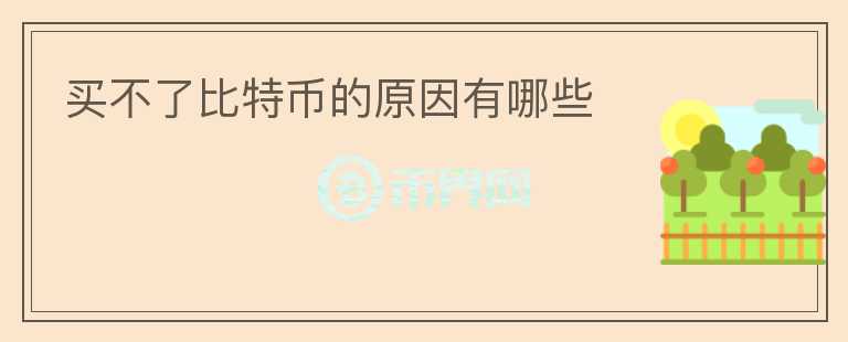 买不了比特币的原因有哪些