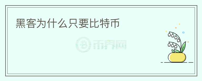 黑客为什么只要比特币