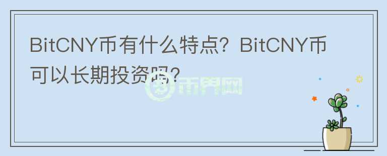 BitCNY币有什么特点？BitCNY币可以长期投资吗？