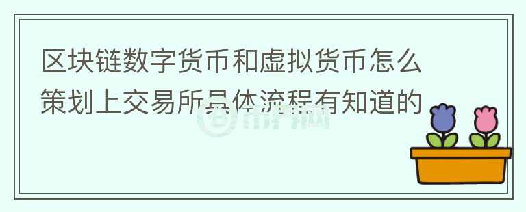 区块链数字货币和虚拟货币怎么策划上交易所具体流程有知道的吗？