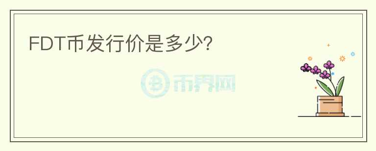 FDT币发行价是多少？