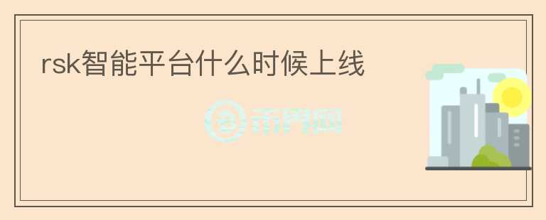 rsk智能平台什么时候上线