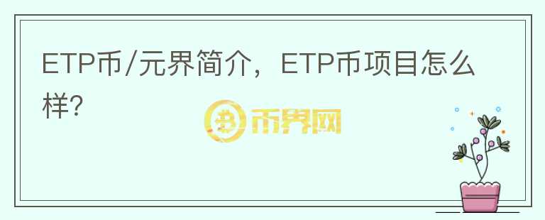 ETP币/元界简介，ETP币项目怎么样？
