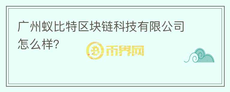 广州蚁比特区块链科技有限公司怎么样？