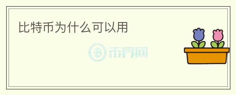 比特币为什么可以用