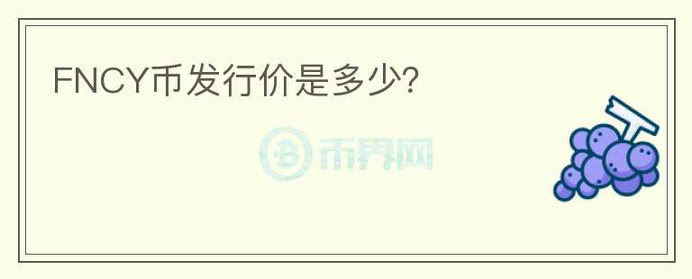 FNCY币发行价是多少？