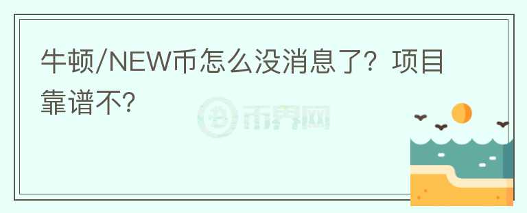 牛顿/NEW币怎么没消息了？项目靠谱不？