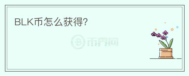 BLK币怎么获得？